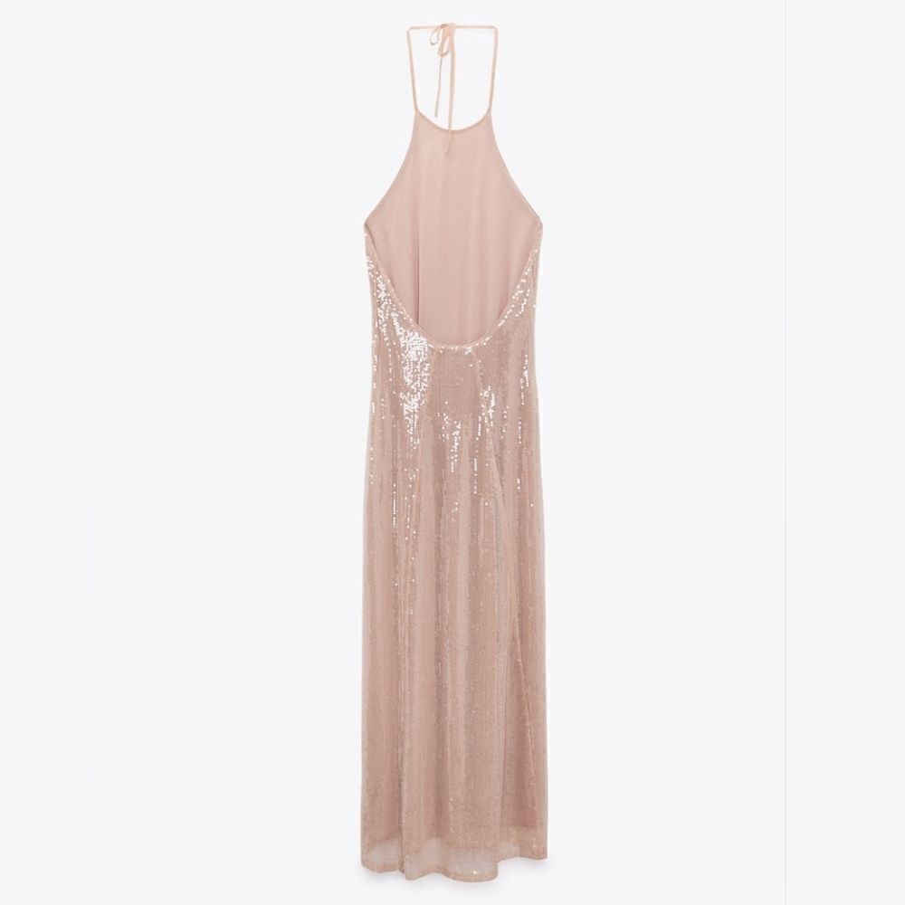 ZARA SEQUIN HALTER DRESS - Picture 6 of 9
